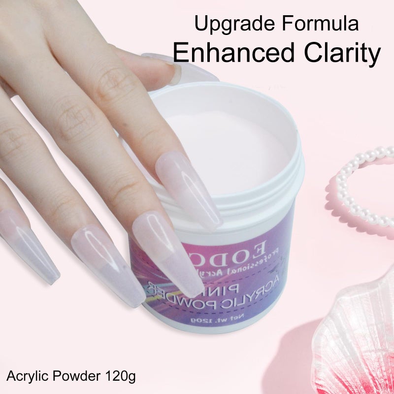 Eodci Clear Acrylic Nail Powder Professional 120g Acrylic Nail Powder Polymer for 3D French Nail Manicure Extension Nail Carving Large Capacity - Image 3